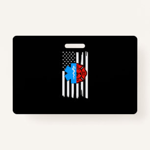 Emt Firefighter American Flag Distressed.Png Badge