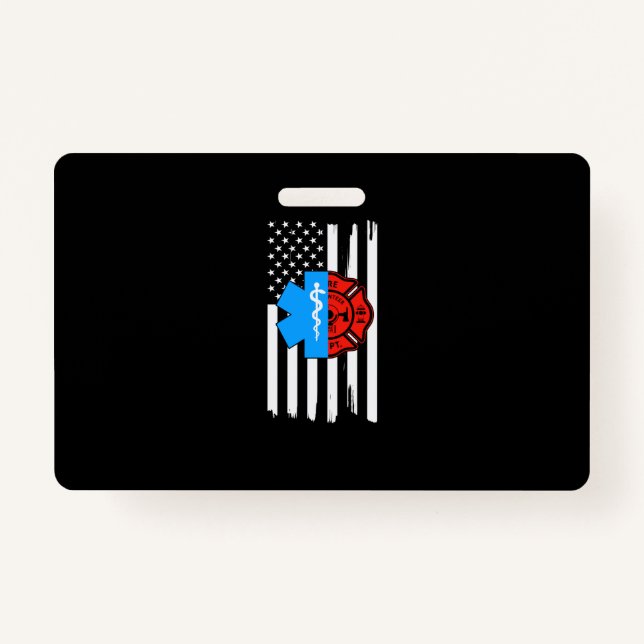 Emt Firefighter American Flag Distressed.Png Badge (Front)