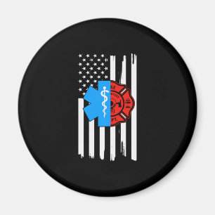 Emt Firefighter American Flag Distressed.Png Magnet