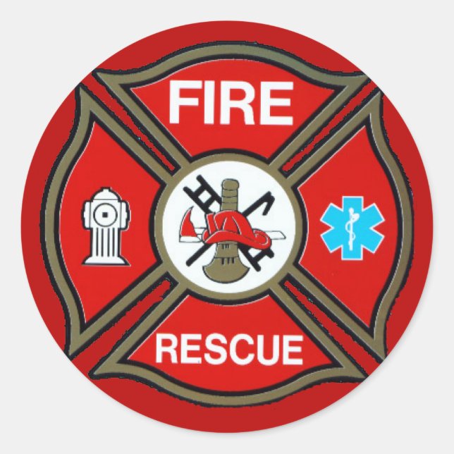 EMT Firefighter Maltese Cross Classic Round Sticker (Front)