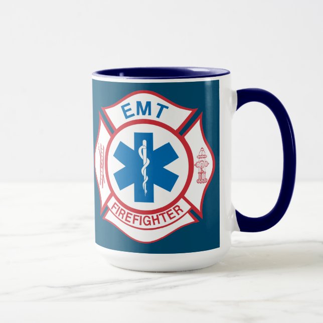 EMT firefighter Symbol background Mug (Right)