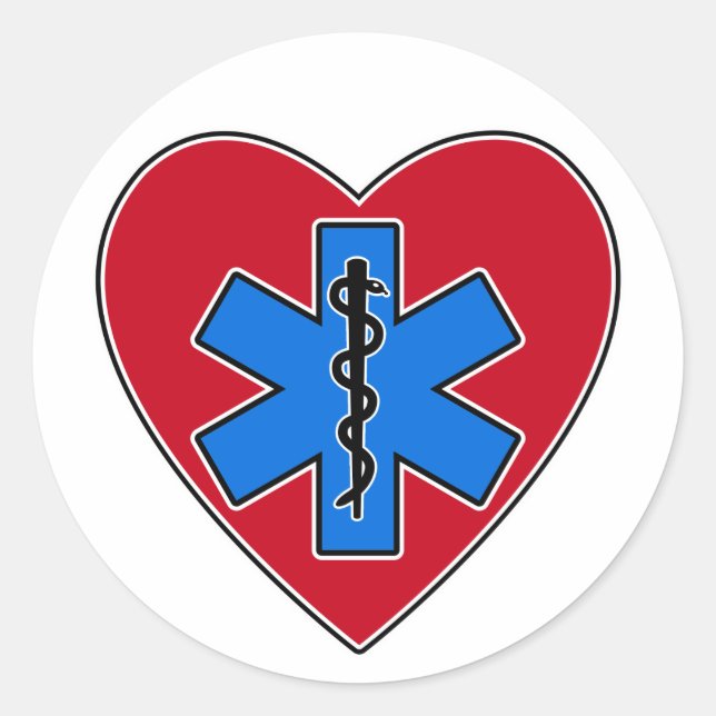 EMT Heart Classic Round Sticker (Front)
