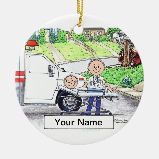 EMT - Male Ceramic Ornament (Front)