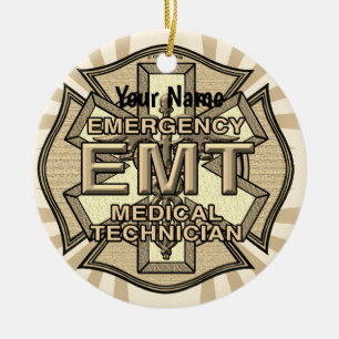 EMT Maltese Cross  Ceramic Ornament