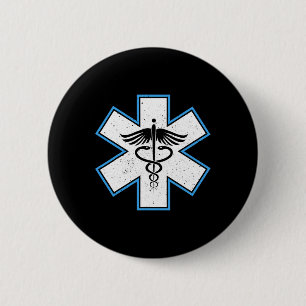Emt Paramedic Star - Caduceus Ems First Responder  2 Inch Round Button