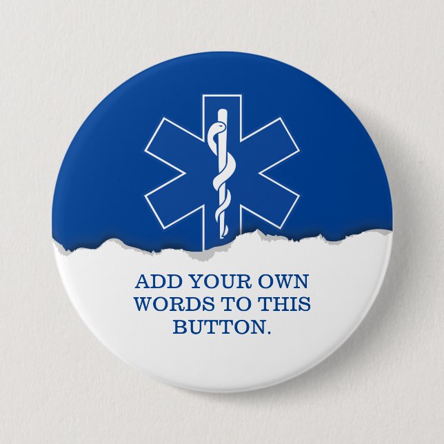 EMT Paramedic Symbol Custom 3 Inch Round Button (Front)