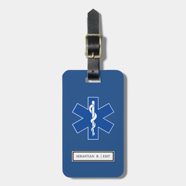 EMT Paramedic Symbol Custom Luggage Tag (Front Vertical)