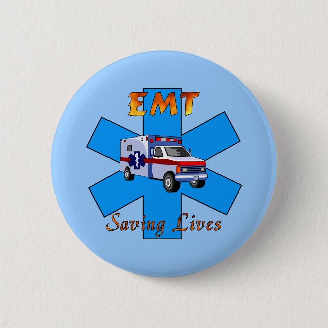 EMT Saving Lives 2 Inch Round Button (Front)