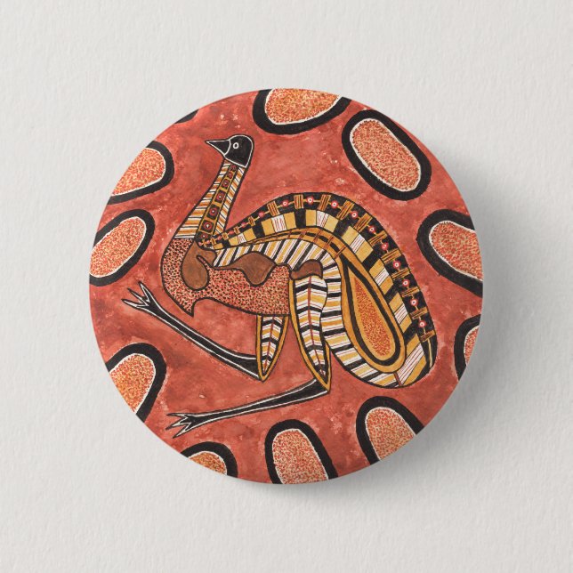 Emu Aboriginal Art Painting 2 Inch Round Button (Front)