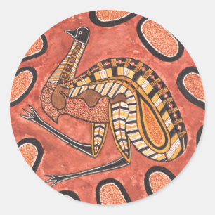 Emu Aboriginal Art Painting Classic Round Sticker