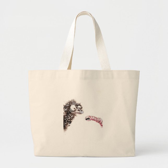 Emu and Worm Large Tote Bag (Front)