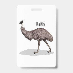Emu bird cartoon illustration badge