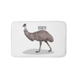 Emu bird cartoon illustration bath mat