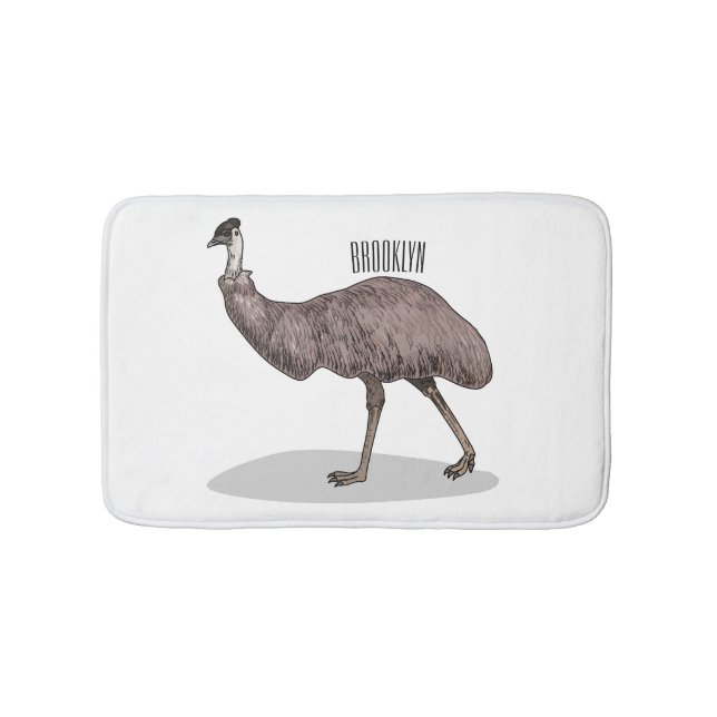Emu bird cartoon illustration  bath mat (Front)
