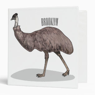 Emu bird cartoon illustration  binder