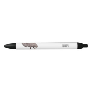 Emu bird cartoon illustration black ink pen
