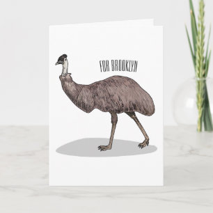 Emu bird cartoon illustration  card