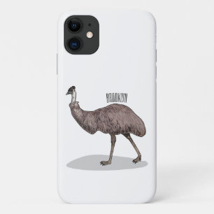 Emu bird cartoon illustration  iPhone 11 case