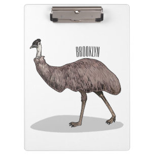 Emu bird cartoon illustration  clipboard