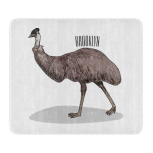 Emu bird cartoon illustration cutting board