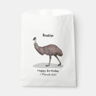 Emu bird cartoon illustration favour bag
