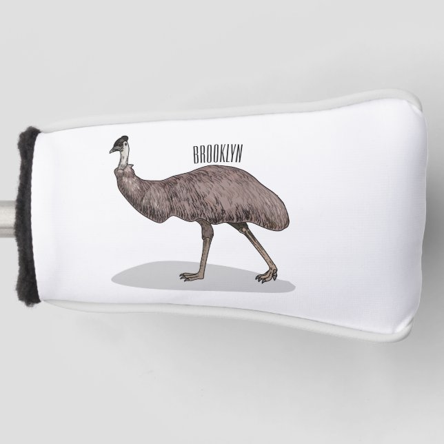 Emu bird cartoon illustration  golf head cover (Front)