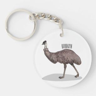 Emu bird cartoon illustration keychain