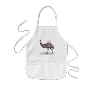 Emu bird cartoon illustration  kids apron