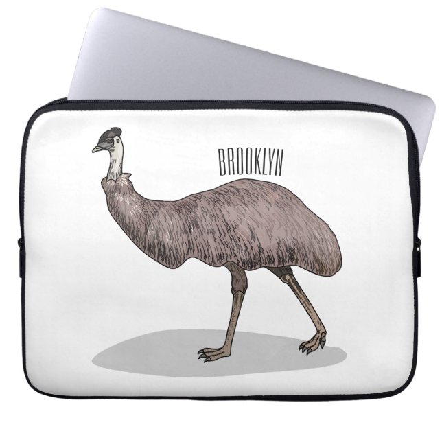 Emu bird cartoon illustration  laptop sleeve (Front)