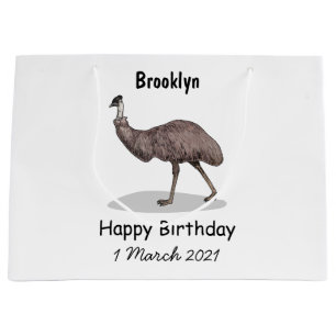 Emu bird cartoon illustration large gift bag