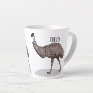 Emu bird cartoon illustration latte mug