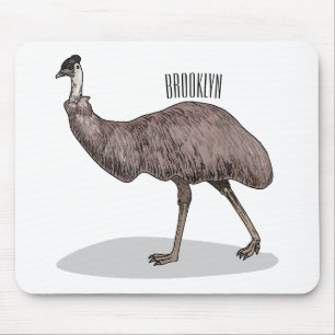 Emu bird cartoon illustration mouse pad