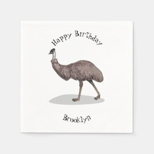 Emu bird cartoon illustration napkin