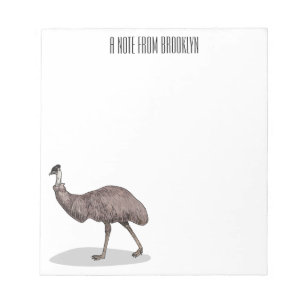 Emu bird cartoon illustration  notepad