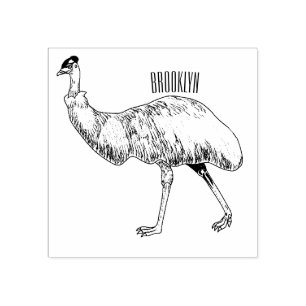 Emu bird cartoon illustration rubber stamp