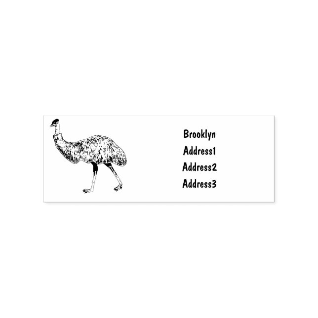 Emu bird cartoon illustration rubber stamp (Imprint)
