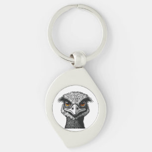 Emu bird head keychain