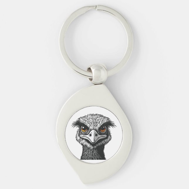 Emu bird head keychain (Front)