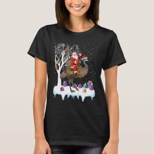 Emu Bird Lover Xmas  Santa Riding Emu Christmas T-Shirt