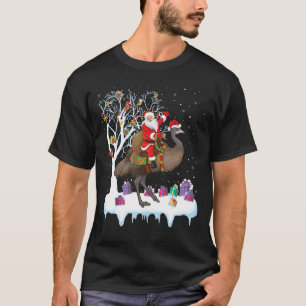 Emu Bird Lover Xmas Santa Riding Emu Christmas T-Shirt