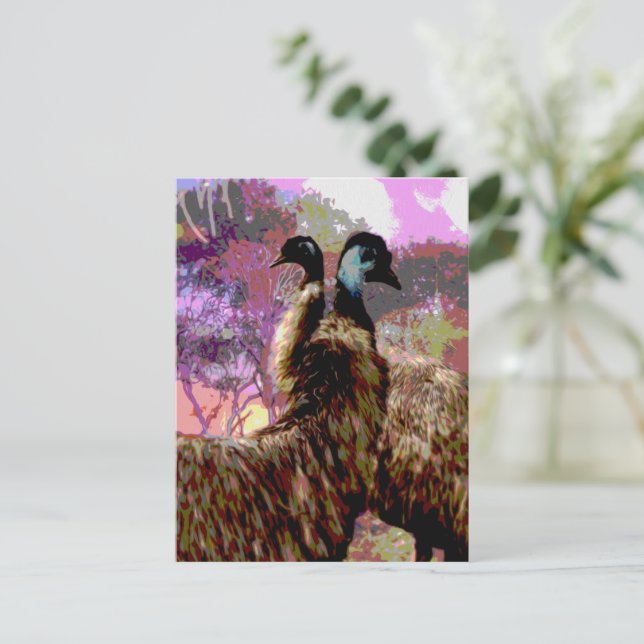 Emu Courtship Watercolour, Postcard (Standing Front)