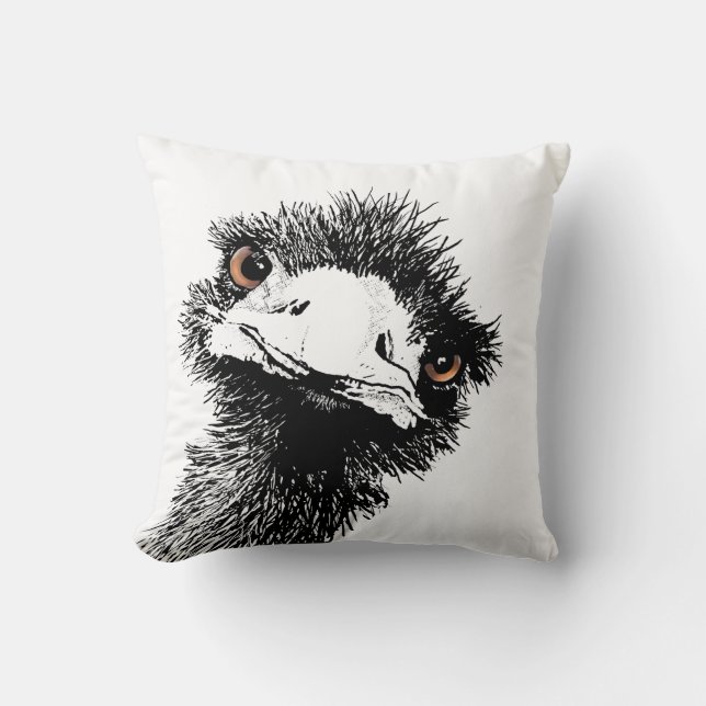 Emu – Pen and Ink Throw Pillow (Front)