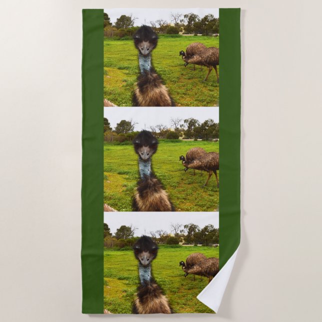 Emu Photobomb, Beach Towel (Front)