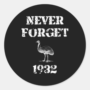 Emu War 1932 Never Forget Classic Round Sticker