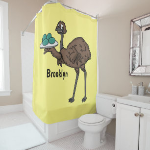 Emu with eggs cartoon illustration 