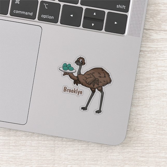 Emu with eggs cartoon illustration (Detail)