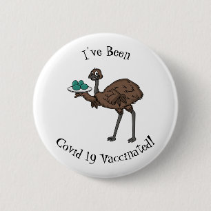 Emu with eggs cartoon illustration 2 inch round button