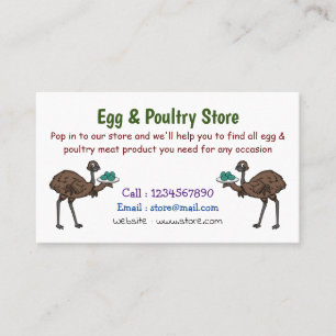 Emu with eggs cartoon illustration business card
