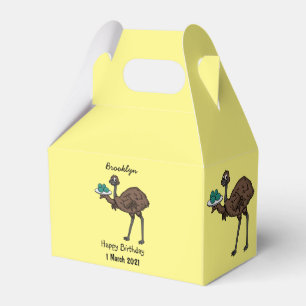 Emu with eggs cartoon illustration favor box