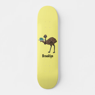 Emu with eggs cartoon illustration skateboard